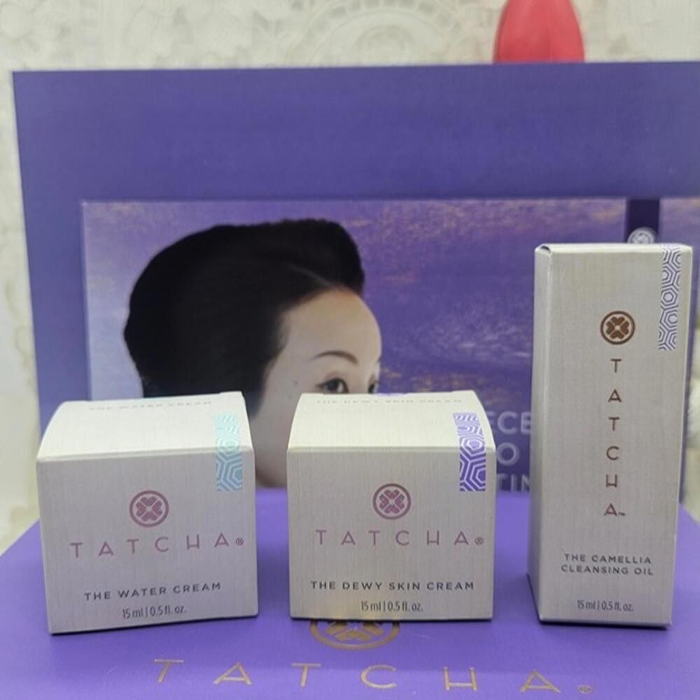 Tatcha The Dewy Cream 0.5oz/15ml, Water Cream 15ml, Cleansing Oil 15ml NIB